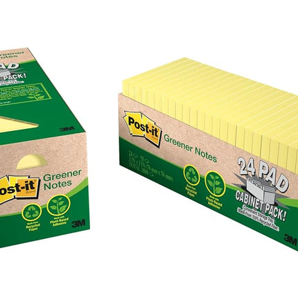 Post-it Greener Notes, 3 x 3-Inches, Canary Yellow