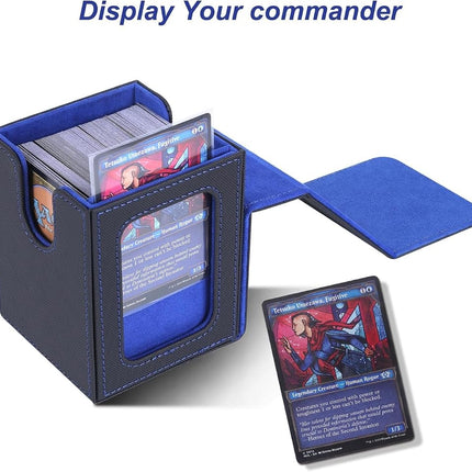 AFIING MTG Deck Box 6 In1 with MTG Playma,Premium Card Storage Box with 5 Pcs MTG Deck Box Holds 2400+ Trading Cards, Large TCG Card Deck Case for Magic Yugioh Sports Cards (Black&Red)