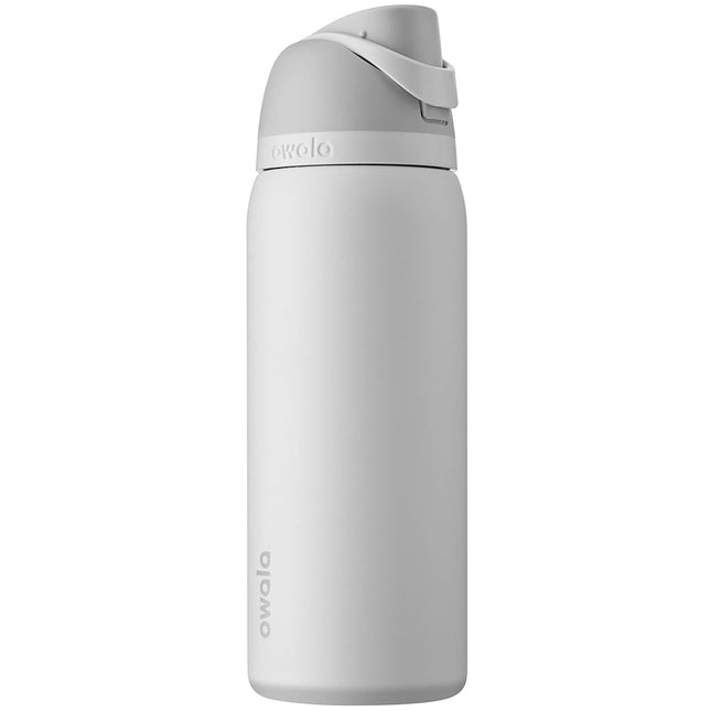 Owala FreeSip Botella de Acero Inoxidable con Botón Pulsador y Pajita Integrada, 940 ml, Shy Marshmallow