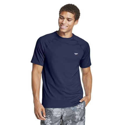 Speedo Men's Uv Swim Shirt Short Sleeve Regular Fit Solid