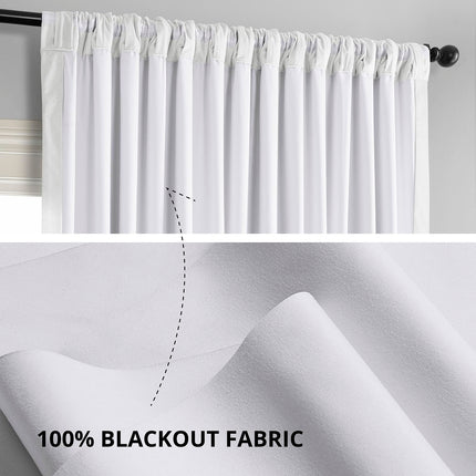 HPD Half Price Drapes Signature Velvet Thermal Blackout Curtains for Living Room 108 Inch Long (1 Panel) Rod Pocket Insulated Blackout Curtains for Bedroom Window Curtains, 100W x 108L, Primary White