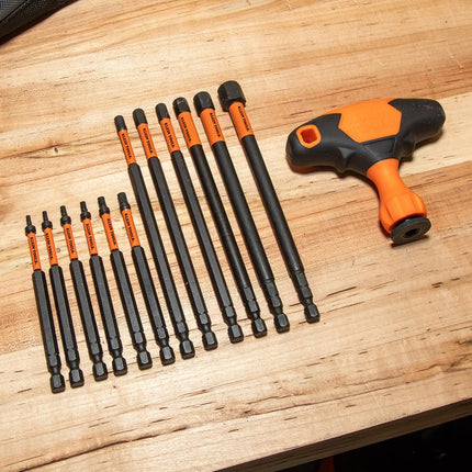 KLEIN TOOLS 33804 Proflex Impact-Rated Interchangeable Ratcheting T-Handle Set, Torsion Zone, Magnetic Bit Holder, SAE, Metric, TORX, 23-Piece
