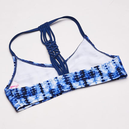 Kanu Surf Girls' Willow V-Neck Bikini Beach Sport 2-Piece Swimsuits, Willow Navy Tie-dye, 8