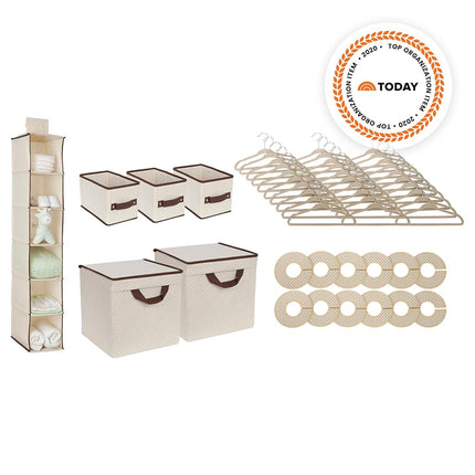 Delta Children Nursery Storage 48 Piece Set - Easy Storage/Organization Solution - Keeps Bedroom, Nursery & Closet Clean, Beige