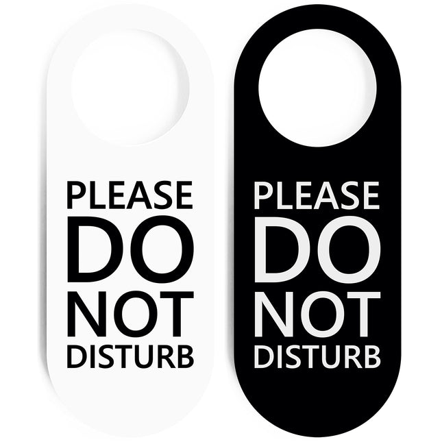 Do Not Disturb Door Hanger Sign 2 Pack (Black & Wh