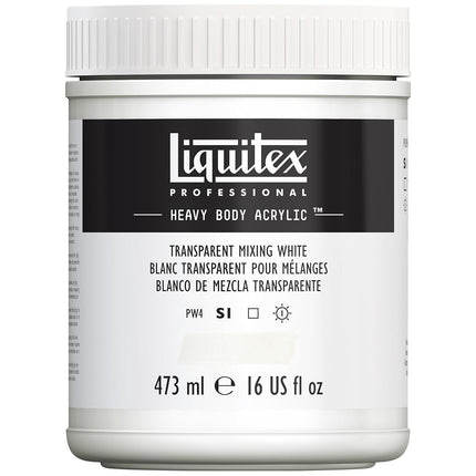 Pintura Acrílica de Cuerpo Denso Profesional Liquitex, Bote de 473 ml (16 oz), Blanco Transparente para Mezclar