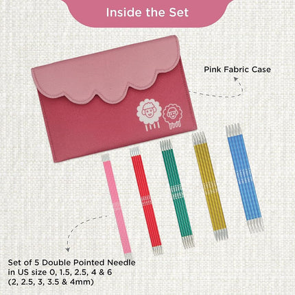 KnitPro Zing Starter Double Pointed Needle Set 6" (15cm) | 5 Sizes (2mm to 4mm)