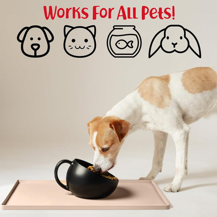 DogBuddy Dog Food Mat, Waterproof, Silicone, Vanilla, 24" x 16"