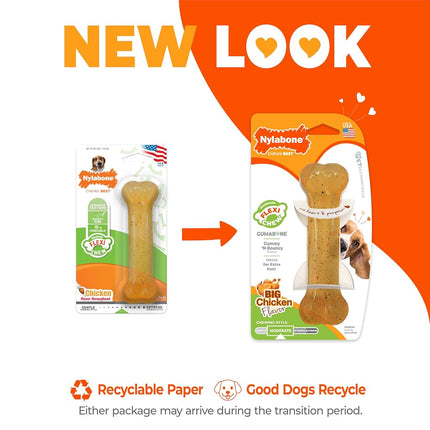 Nylabone Original Bone Flexi Chew Toy for Dogs, Dog Toys for Moderate Chewers, Chicken Flavor, Medium - Up to 35 lbs, 1 Count