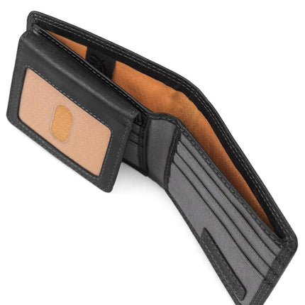 Timberland PRO mens Leather Rfid With Removable Flip Pocket Card Carrier Wallet, Black/Brandy, One Size UK