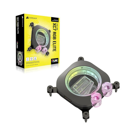 Corsair iCUE LINK XC7 RGB ELITE CPU Water Block - Transparent Flow Chamber - 24 RGB LEDs - Fits Intel® LGA 1700, AMD® AM5 and older - Stealth Grey