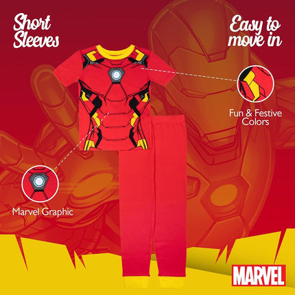 Marvel Boys 2-Piece Snug-Fit Cotton Holiday Pajamas Set, Soft & Cute for Kids, I Am Ironman, 8