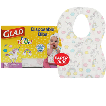 Glad for Kids Unicorn Paper Disposable Bibs with C