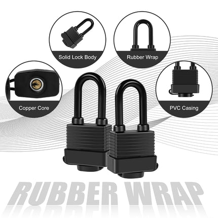 Abizarch Padlocks Keyed Alike for Outdoor use, Pack of 6, Laminated Steel Lock Set Safety Padlock, Waterproof Heavy Duty Outdoor Security Lock