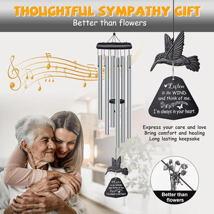 Synhonty Sympathy Wind Chimes for Outside Deep Tone, Memorial for Loss of Loved One Prime, Bereavement Condolence Remembrance Funeral Gifts for Grieving Friends Loss of Mother Father