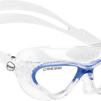 Cressi Cobra Anti Fog Premium Swim Goggles Mask - Clear/Blue