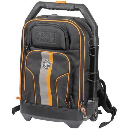 55604 Rolling Tool Backpack Tool Bag with 28 Pockets Heavy Duty Retractable Handle Large Tool Storage Interior 3-Inch Wheels