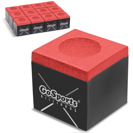 GoSports Premium Pool Cue Chalk Cube 12 Pack - Red Billiards Pool Stick Chalk