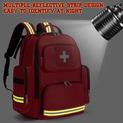 Gatycallaty First Aid Backpack Medical Emt First Responder Bag Empty Ems Emergency Home Health Hiking Trauma Travel Camping, Red, Large - pack of 2
