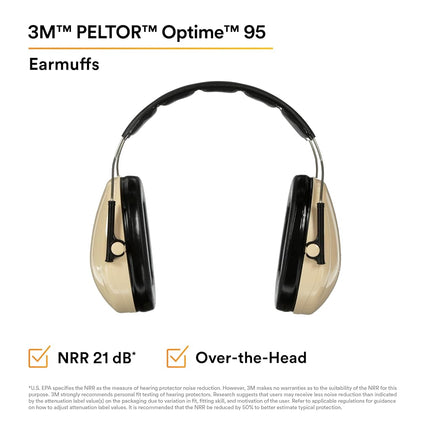 3M Peltor Optime 95 Over-The-Head Earmuffs H6A/V