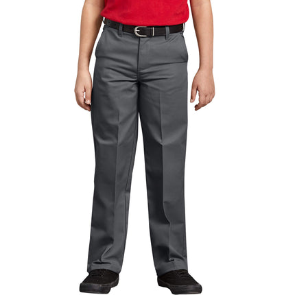 Dickies Boys' Flex Waist Flat Front Pant, Charcoal V1, 4