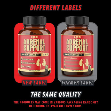 agobi 7in1 Adrenal Support Supplement - 60 Capsules - 2 Month Supply for Body Balance - With Ashwagandha, Rhodiola, Ginseng & more