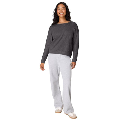 Hanes Women's Crewneck Sweatshirt, EcoSmart Fleece Women's Pullover Sweatshirt, Sweatshirt for Women, Slate Heather, XXL