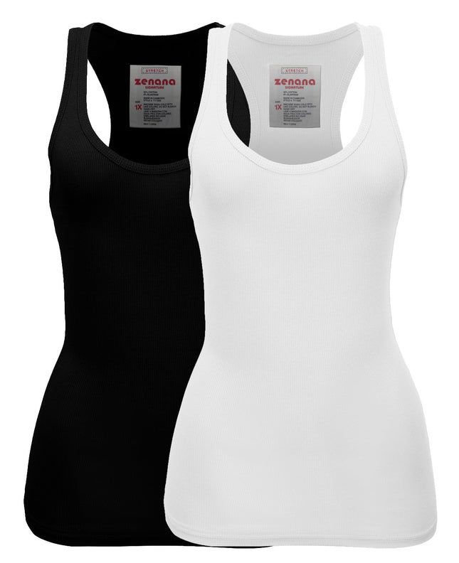 Zenana Women's Plain Solid Color Ribbed Racerback 