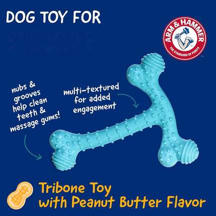 Arm & Hammer Ora-Play T-Bone Dental Chew Toy for Dogs Best Dog Chew Toy for Moderate Chewers Reduces Plaque & Tartar Buildup Without Brushing, Peanut Butter Flavor (Pack of 24)