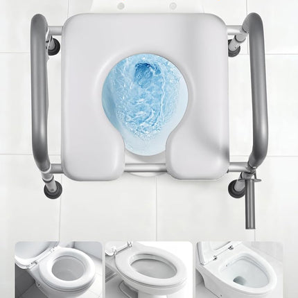 VEVOR Raised Toilet Seat with Arms, 181 kg Load Capacity, Adjustable Height and Width, Commode Cushion Padded Elevated Toilet Seat Riser with Handles for Seniors, Elderly, Handicap, Disabled, Adults