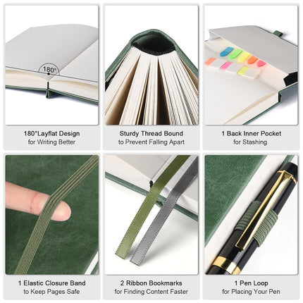 College Ruled Notebook A5, 312 Numbered Pages Diary, Lined Leather Journal