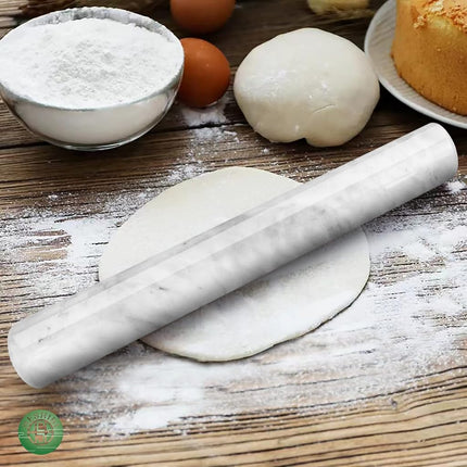 HESHIBI Marble Rolling Pin with Stand, 15.7" White Stone, Non Stick