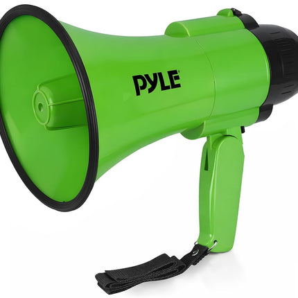 Pyle 30W Megaphone Bullhorn Speaker – Portable Handheld PA System with Siren Alarm & Voice Mode, Adjustable Volume, Battery Powered Loudspeaker with 730m Range – Green