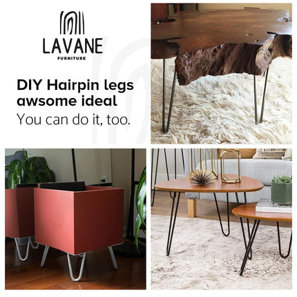 La Vane 8 inch Hairpin Table Legs, Heavy Duty Mid-Century Modern, 4-Pack