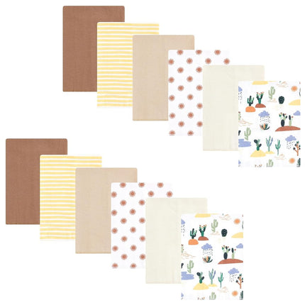 Hudson Baby Unisex Baby Flannel Burp Cloth 12pk, Fun Desert, One Size