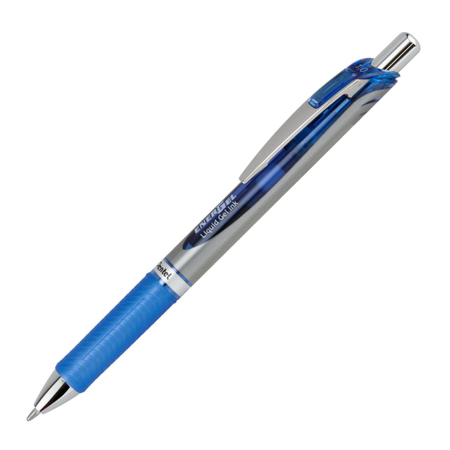 Stylo-gel liquide rétractable Pentel EnerGel RTX, pointe large, pointe métallique, encre bleue, paquet de 3 (BL80BP3C)