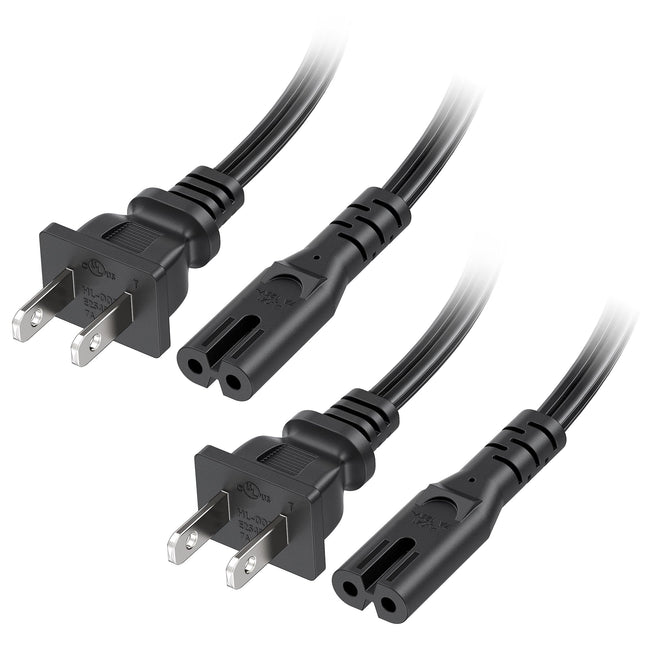 Cable Matters 2 Pack 2 Prong TV Power Cord 10 ft, 