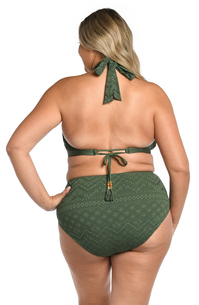 La Blanca Women's Standard Banded Bikini Swimsuit Top, Olive//Saltwater Sands, 20 Plus