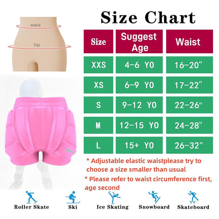 WEWAYSTEP Kids Butt & Hip Padded Shorts for Skating,Youth Hip Protection Pads Figure Skating Shorts Crash Butt Pads for Tailbone & Butt (Green, Large)