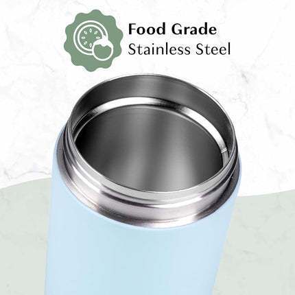 Goodful Vacuum Sealed Insulated Food Jar with Handle Lid, Stainless Steel Thermos, Lunch Container, 16 Oz, Sky Blue