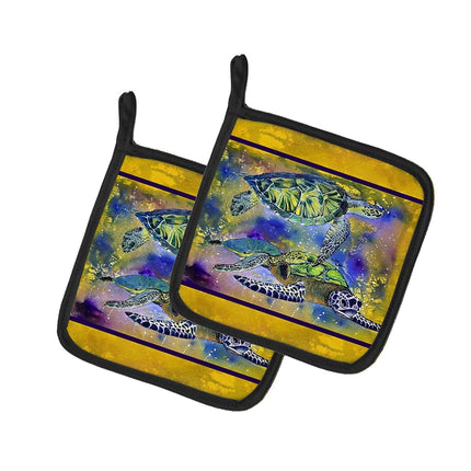 Caroline's Treasures Turtle Pair of Pot Holders 8394PTHD, Fabric, Multicolor