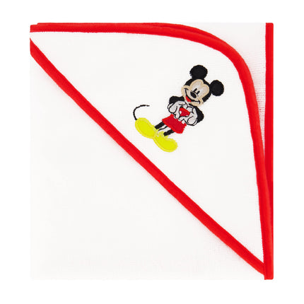 Disney Cudlie Baby Garçon Mickey Mouse Lot de 2 Serviettes de Bain à Capuche Roulées/Emballées avec Imprimé "Happy Place"