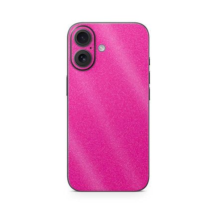 Piel de teléfono con purpurina brillante compatible con Apple iPhone 16 - Rosa fuerte sólido - Adhesivo protector de vinilo 3M de primera calidad - Fácil de aplicar | Fabricado en EE. UU. por MightySkins