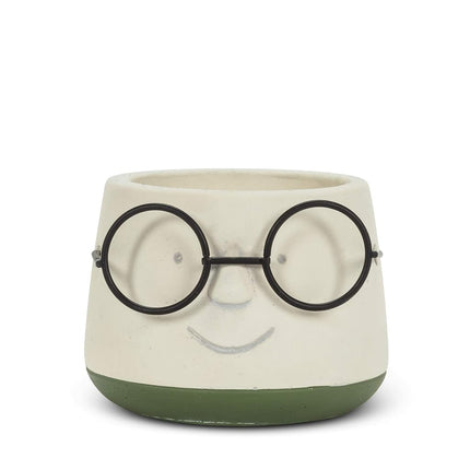 Abbott Collection Small Face Planter with Glasses-3.5" D