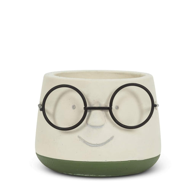 Abbott Collection Small Face Planter with Glasses-3.5" D