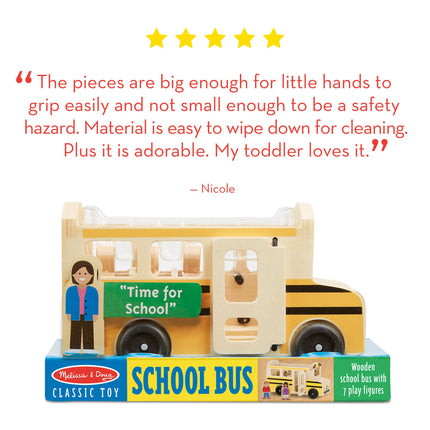 Melissa & Doug Autobus scolaire en bois (jouet classique, 7 figurines de jeu)