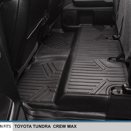 SMARTLINER Custom Fit Floor Mats 2nd Row Liner Black for 2014-2019 Toyota Tundra CrewMax with Coverage Under the 2nd Row Seat