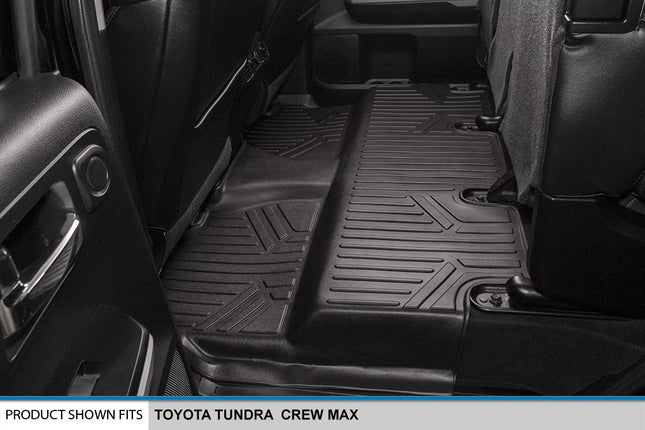 SMARTLINER Custom Fit Floor Mats 2nd Row Liner Black for 2014-2019 Toyota Tundra CrewMax with Coverage Under the 2nd Row Seat