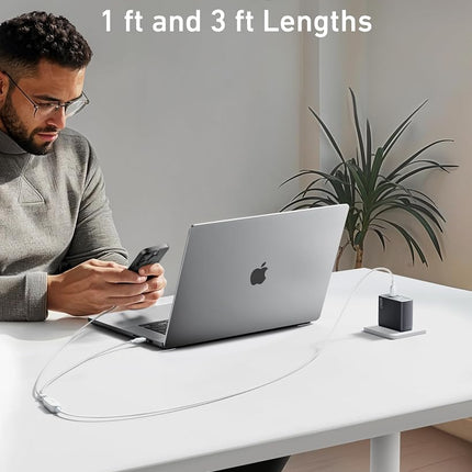 Anker 4 ft 2-in-1 USB C to USB C Cable, 140W Max, Fast Charging for iPhone 16 Series, Galaxy S24, MacBook, iPad, and More (USB 2.0, Braided, White)