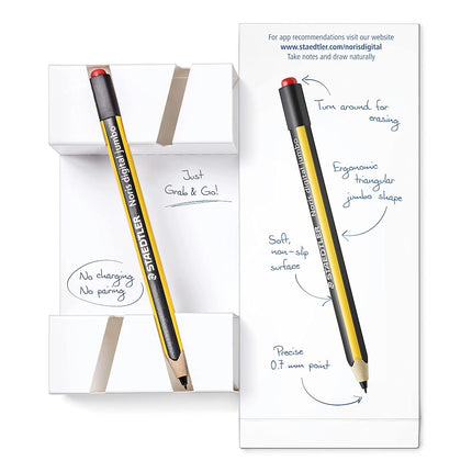 STAEDTLER 180J 22-1 Noris Digital Jumbo EMR Stylus with Soft Digital Eraser - For Digital Writing, Drawing and Erasing on EMR Equipped Displays (Please check the compatibility list before purchase)